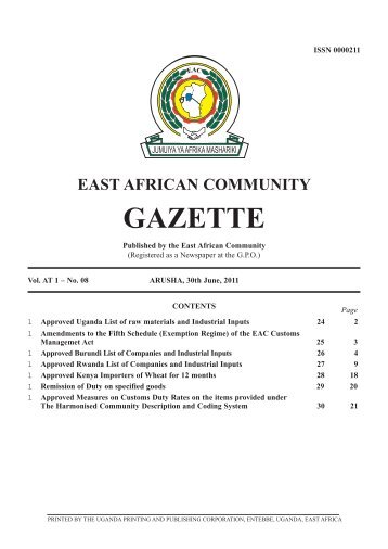 EAC GAZETTE 30 June 2011 - Kenya Revenue Authority