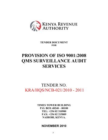 Tender - Surveillance Audit - Kenya Revenue Authority