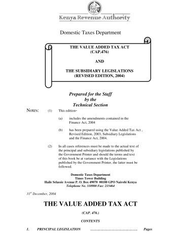 THE VALUE ADDED TAX ACT - Kenya Revenue Authority