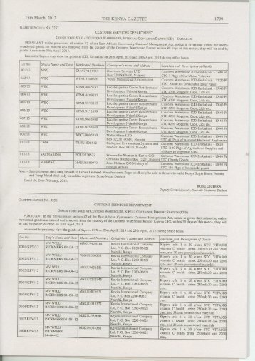 Goods to be Sold by Public Auction at Kipevu CFS - Kenya Revenue ...