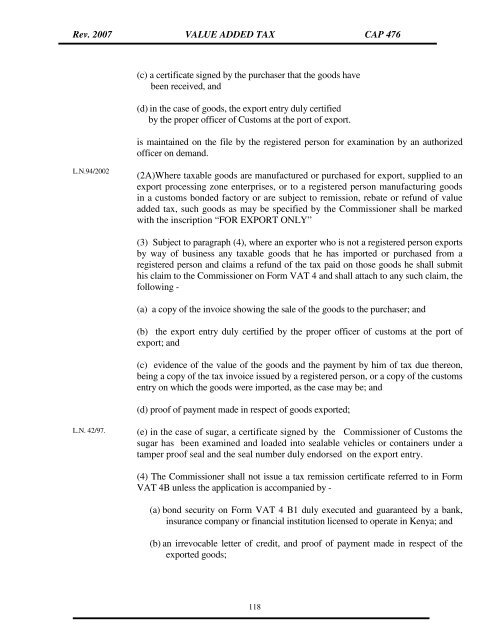 V.A.T. Act 2007 - Kenya Revenue Authority