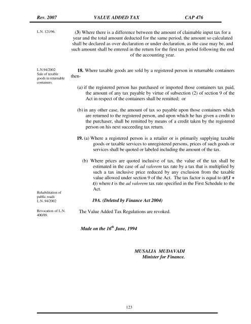 V.A.T. Act 2007 - Kenya Revenue Authority