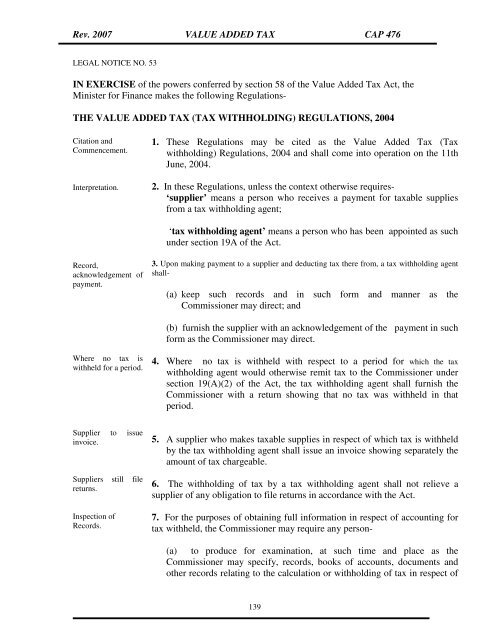 V.A.T. Act 2007 - Kenya Revenue Authority