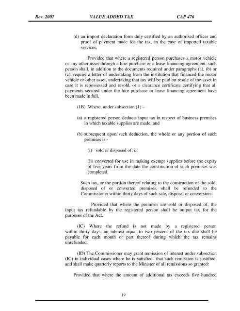 V.A.T. Act 2007 - Kenya Revenue Authority