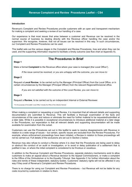 Revenue Complaint and Review Procedures Leaflet – CS4