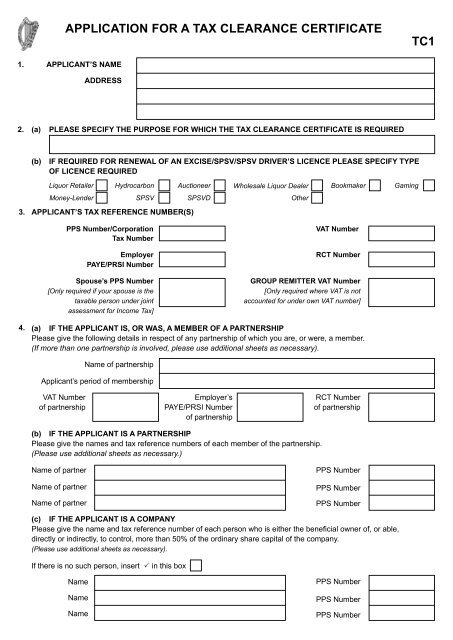 tax number application form