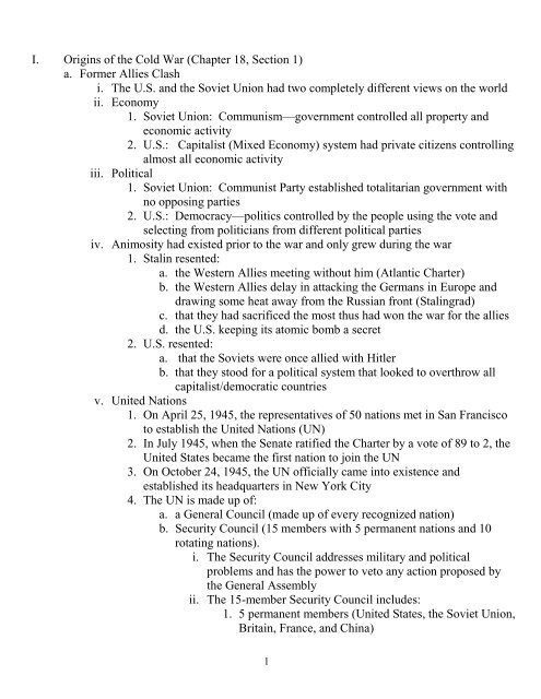 9B-Chapter 18 Cold War Notes - Revere Local Schools