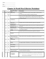 Chapter 16 World War II Review Worksheet - Revere Local Schools