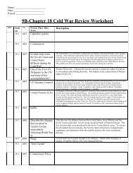 9B-Chapter 18 Cold War Review Worksheet - Revere Local Schools