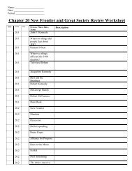 Chapter 20 New Frontier and Great Society Review Worksheet