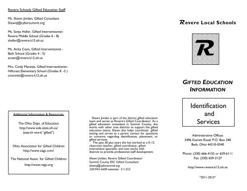 2011-2012 Gifted Testing Brochure - Revere Local Schools