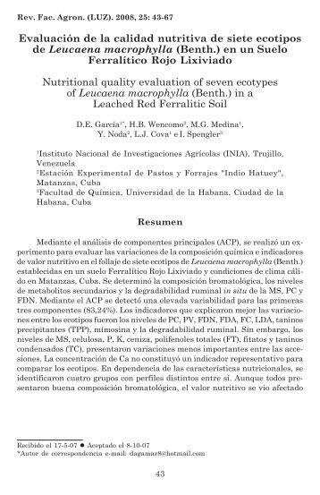 EvaluaciÃ³n de la calidad nutritiva de siete ecotipos de Leucaena ...