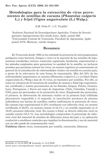 (Phaseolus vulgaris L.) y frijol - Revista de la Facultad de AgronomÃ­a ...