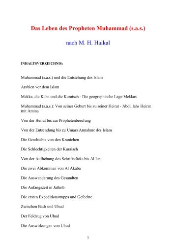 Das Leben des Propheten Muhammad (s.a.s.) nach M. H. Haikal