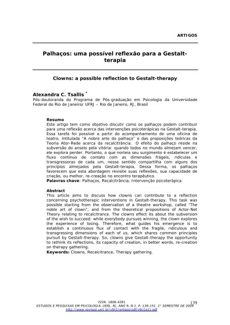 Palhaços: uma possível reflexão para a Gestalt- terapia - Estudos e ...