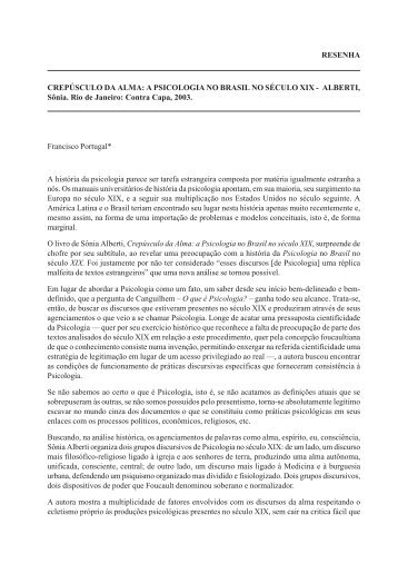 A PSICOLOGIA NO BRASIL NO SÉCULO XIX - Estudos e Pesquisas ...