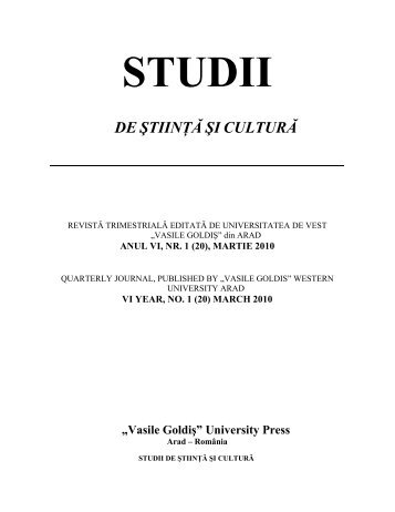 anul vi, nr. 1 (20), martie 2010 - Studii de Stiinta si Cultura