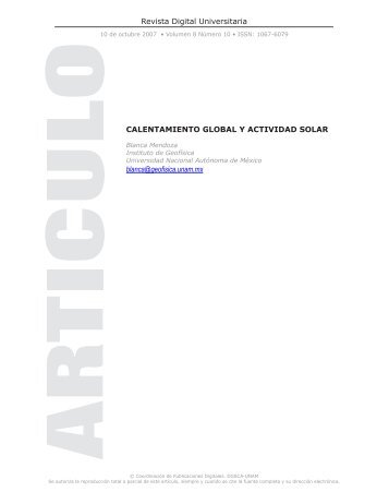 Revista Digital Universitaria CALENTAMIENTO GLOBAL Y ...