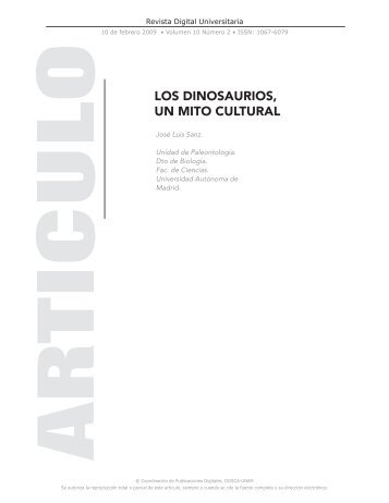 los dinosaurios, un mito cultural - Revista Digital Universitaria - UNAM