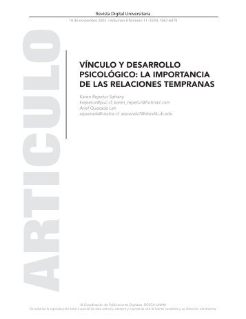 VÃ­nculo y desarrollo psicolÃ³gico - Revista Digital Universitaria - UNAM