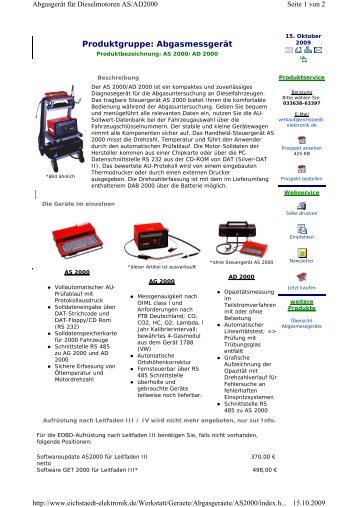 Abgastester Grundig AS AD 2000 - Eichstädt Elektronik