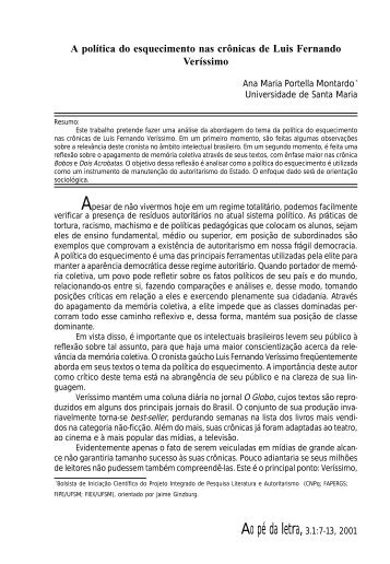 Ana Maria Portella Montardo (UFSM) - Revista Ao PÃ© da Letra