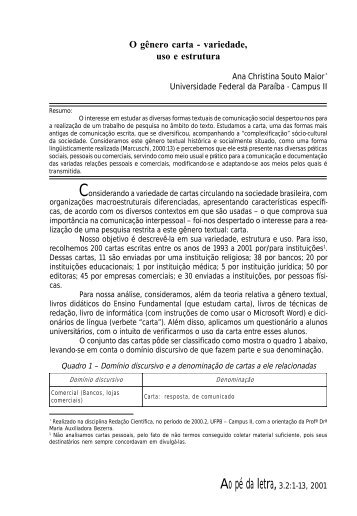 Ana Christina Souto Maior (UFPB) - Revista Ao PÃ© da Letra