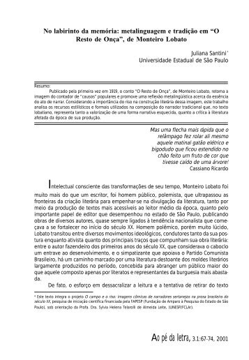 O resto de onÃ§a - Revista Ao PÃ© da Letra