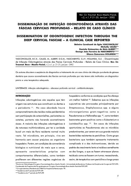 upe/fop - Revista de Cirurgia e Traumatologia Buco-Maxilo-Facial