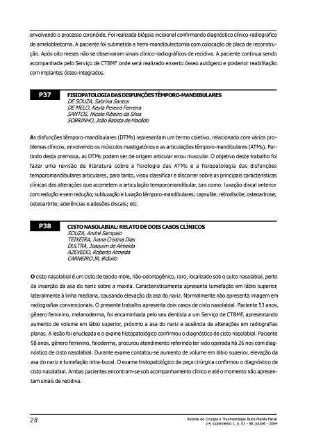 Anais / Abstracs - Revista de Cirurgia e Traumatologia Buco-Maxilo ...