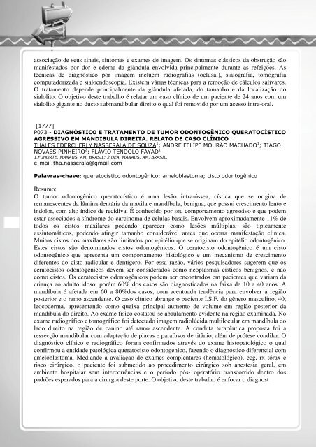 Anais Poster - Revista de Cirurgia e Traumatologia Buco-Maxilo ...