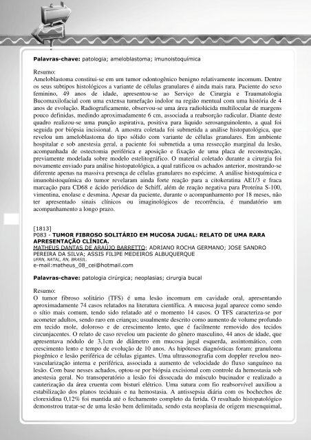 Anais Poster - Revista de Cirurgia e Traumatologia Buco-Maxilo ...