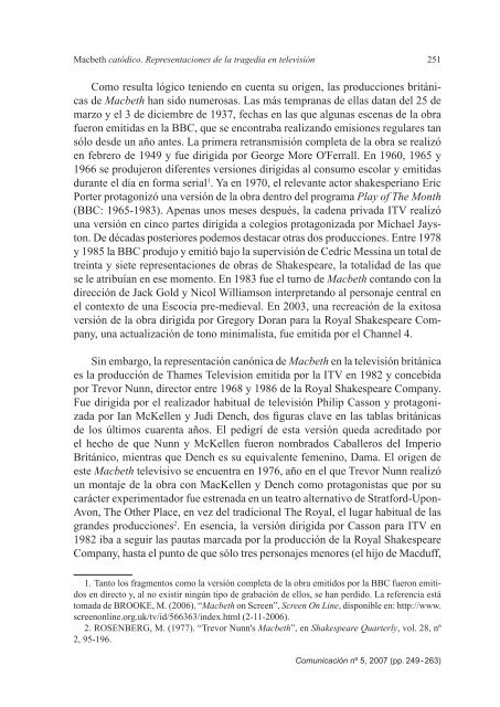 Macbeth catÃ³dico. Representaciones de la tragedia en televisiÃ³n