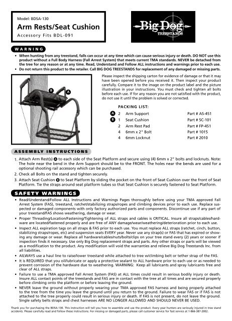 big dog tree stand replacement seat