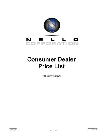 Consumer Dealer Price List - Array Solutions