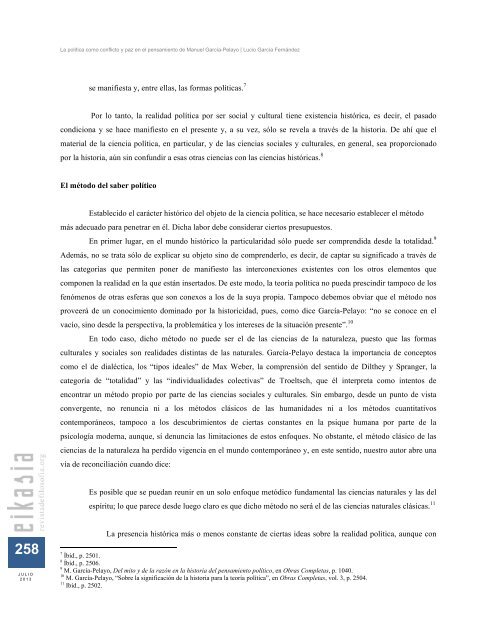 La política como conflicto y paz en el pensamiento de Manuel García