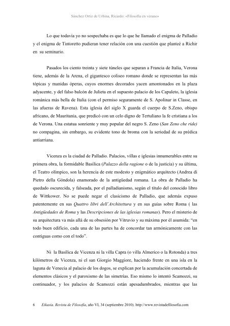 Ricardo Sánchez Ortiz de Urbina. Filosofía en verano, pp.5 ... - Eikasia