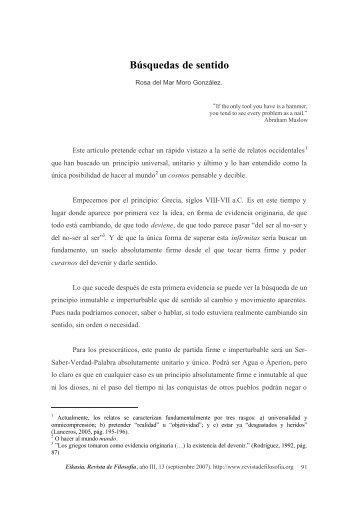 Rosa del Mar Moro González. Búsquedas de sentido, pp ... - Eikasia