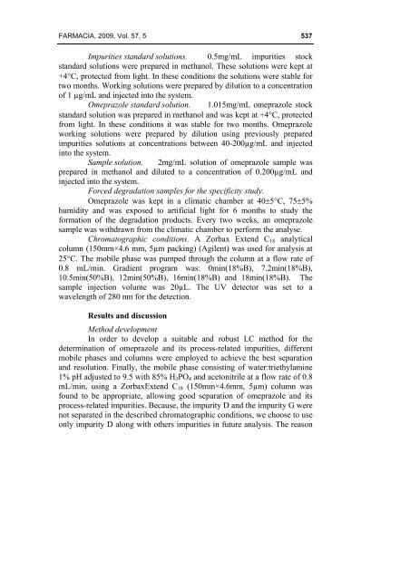 development of a validated rp-hplc method for separation - farmacia