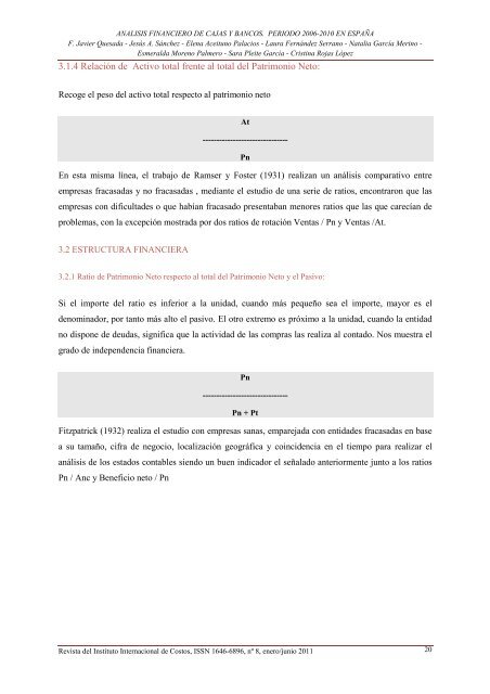 analisis financiero de cajas y bancos. periodo 2006-2010 ... - Dialnet