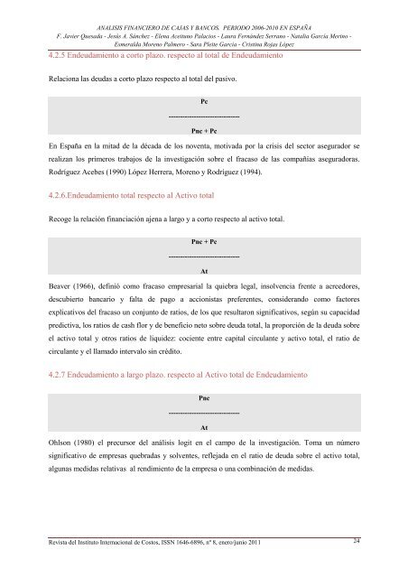 analisis financiero de cajas y bancos. periodo 2006-2010 ... - Dialnet