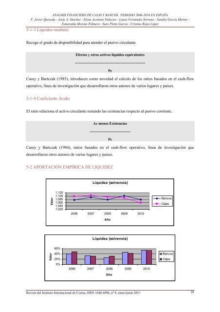 analisis financiero de cajas y bancos. periodo 2006-2010 ... - Dialnet