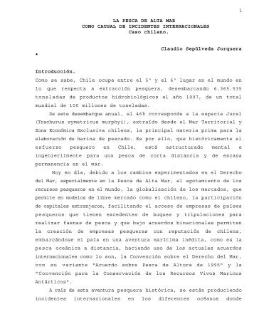 1 LA PESCA DE ALTA MAR COMO CAUSAL ... - Revista de Marina