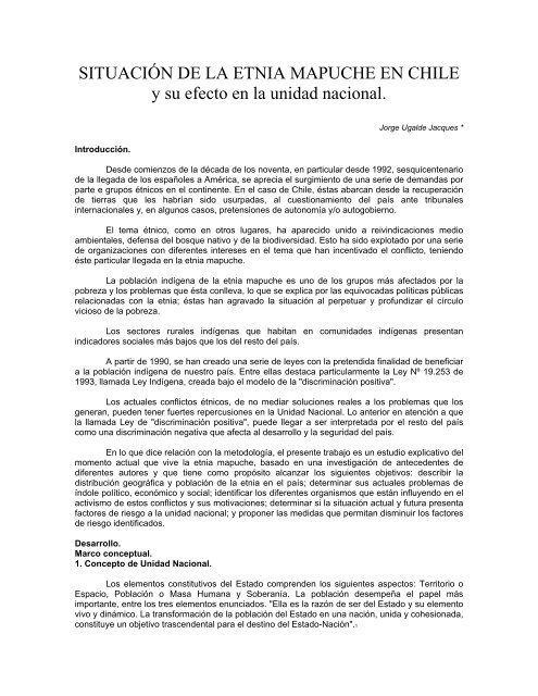 Situación de la etnia Mapuche en Chile. - Revista de Marina