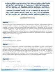 presencia de hepatozoon spp. en serpientes del ... - Revista MVZ CES