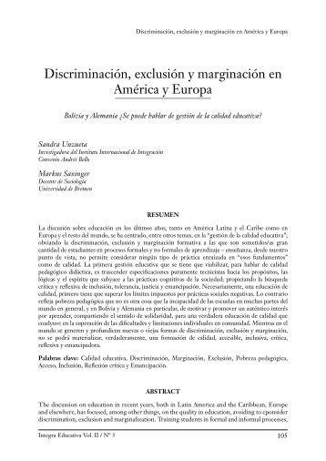 DiscriminaciÃ³n, exclusiÃ³n y marginaciÃ³n en AmÃ©rica y Europa