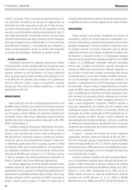 comparaÃ§Ã£o clÃ­nica entre enxerto de matriz ... - Revista Sobrape