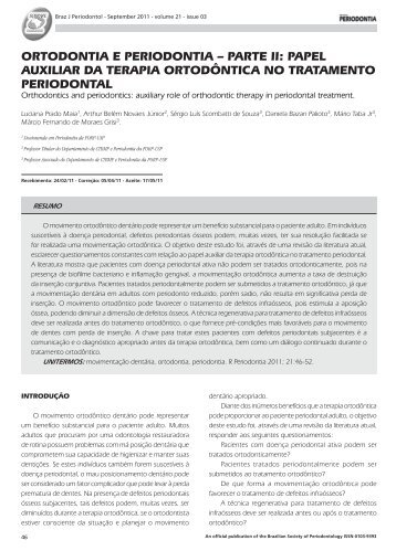 ortodontia e periodontia â parte ii - Revista Sobrape