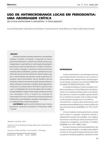 uso de antimicrobianos locais em periodontia ... - Revista Sobrape