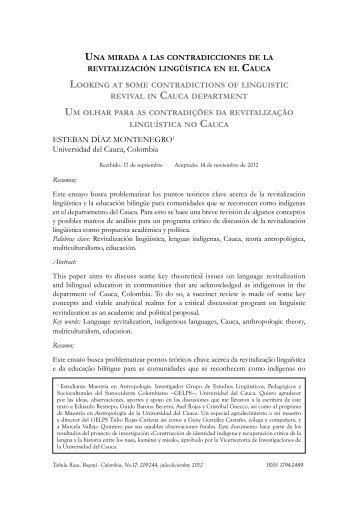 Una mirada a las contradicciones de la revitalizaciÃ³n lingÃ¼Ã­stica en ...